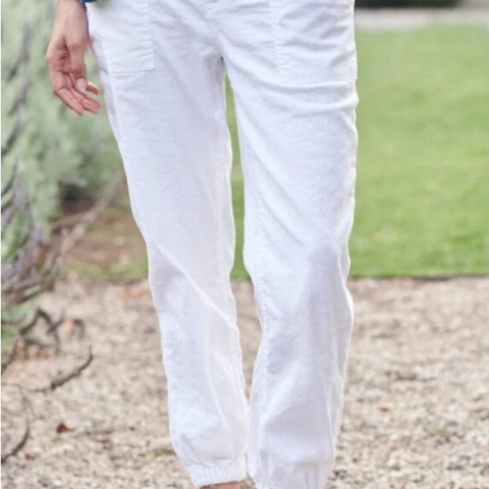Frank & Eileen White Jameson Jogger Pants Linen Size 2